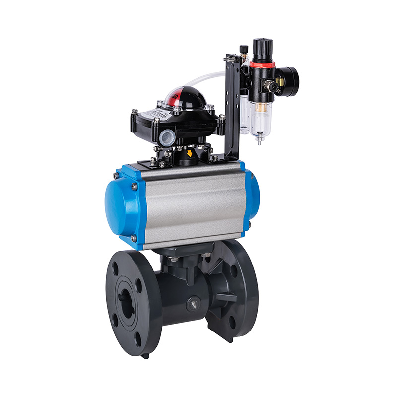 Robinet à bille pneumatique à bride PVC-U Q641F-10U DN15-300 1/2'-12' norme ANSI